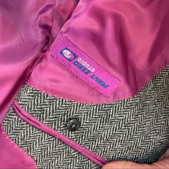 Point Zero Classic Fit Tweed Wool Blazer — Herringbone Print (Men’s 42R) - Picture 6 of 9